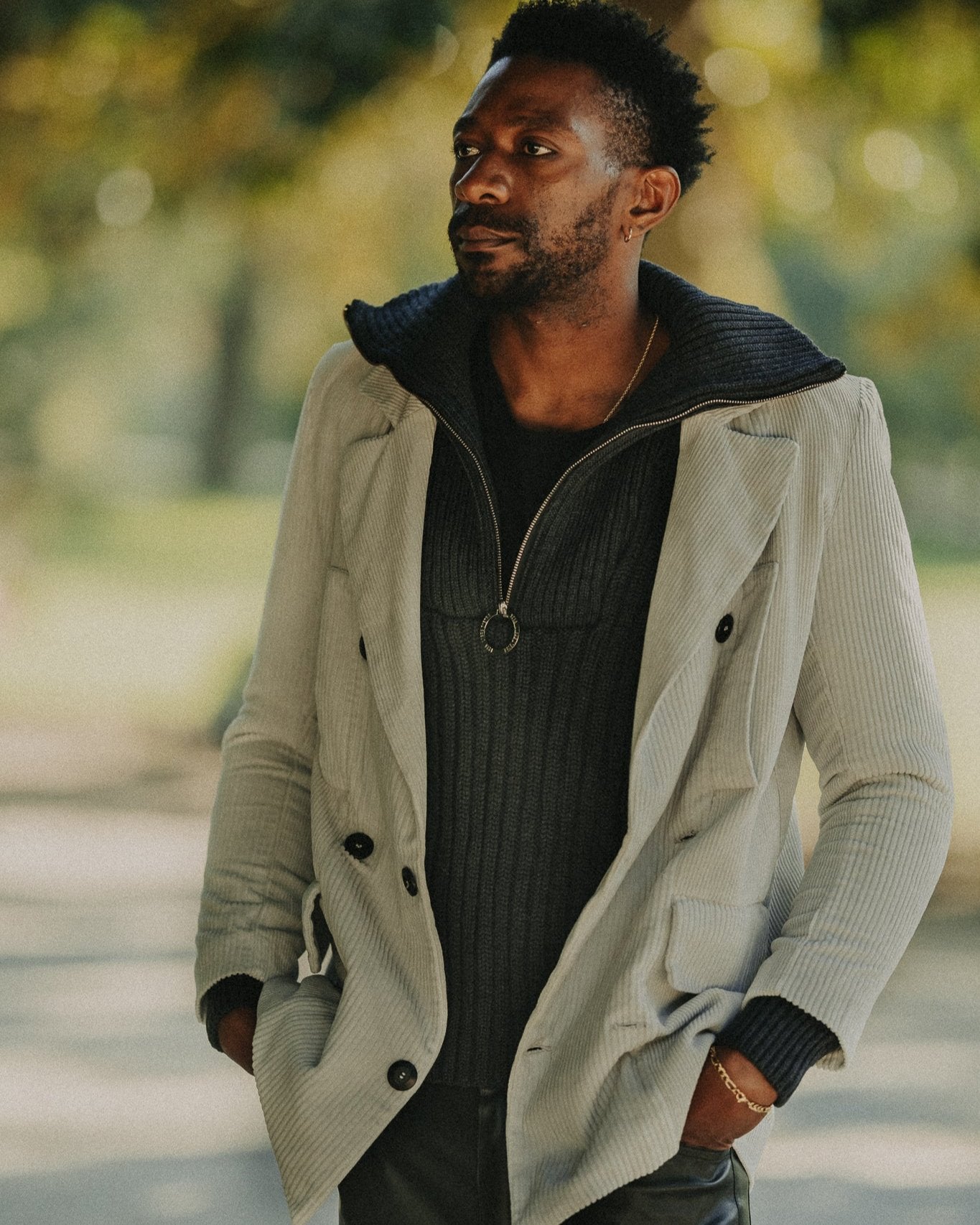 BLAZER VELOURS COTELE GRIS