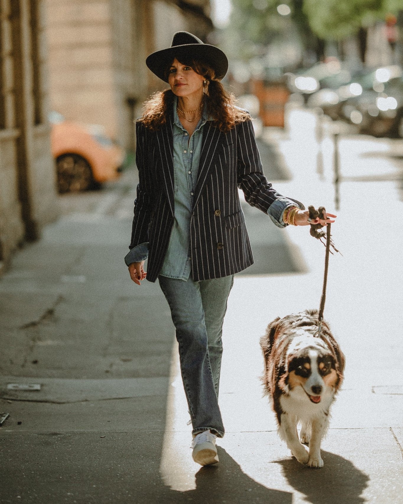 BLAZER CROISÉ BLEU MARINE A RAYURES