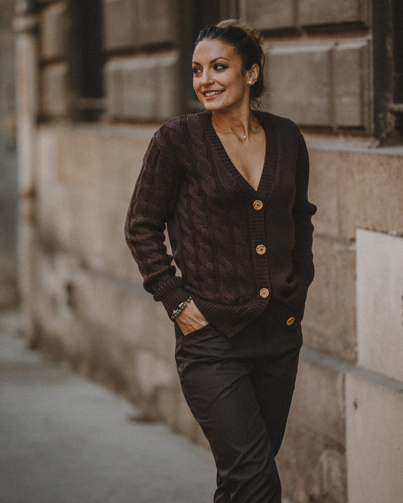 GILET TORSADE MARRON