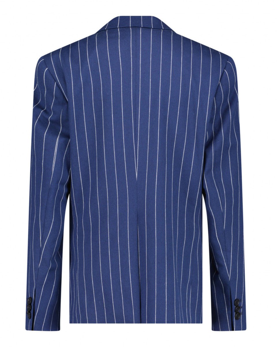 Costume Croisé Ajusté Bleu Marine à Rayures | Sumissura Costume Croisé Ajusté Bleu Marine à Rayures | Sumissura
