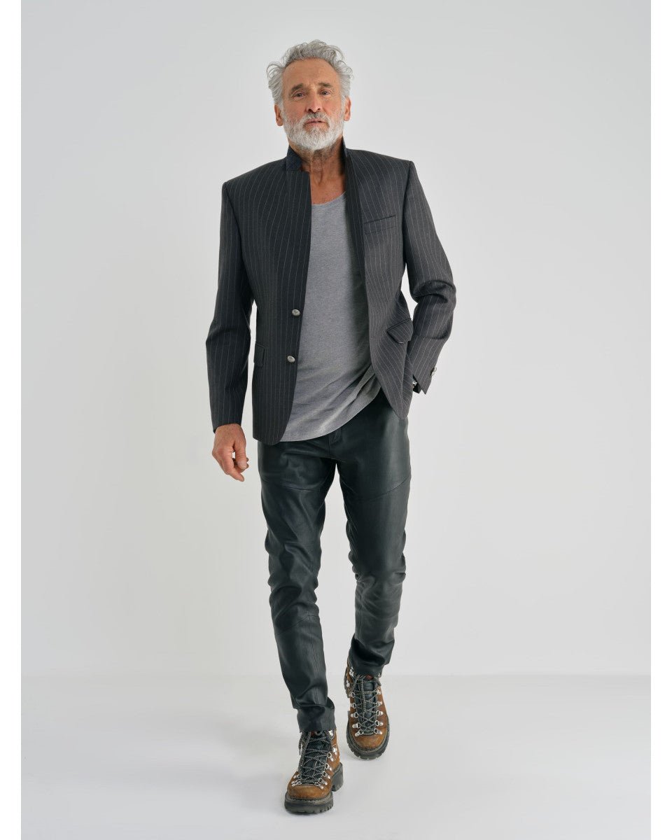 BLAZER GRIS A RAYURES BLANCHES