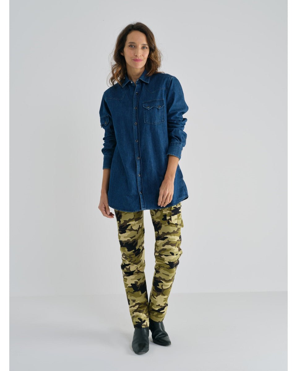 CHEMISE EN DENIM BLEU FONCE