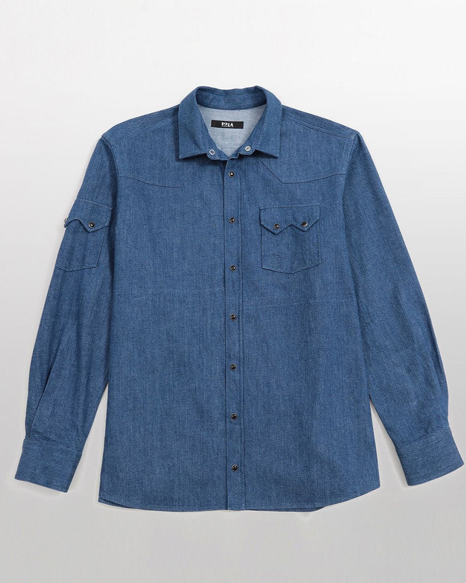 CHEMISE EN DENIM BLEU FONCE TRINITA