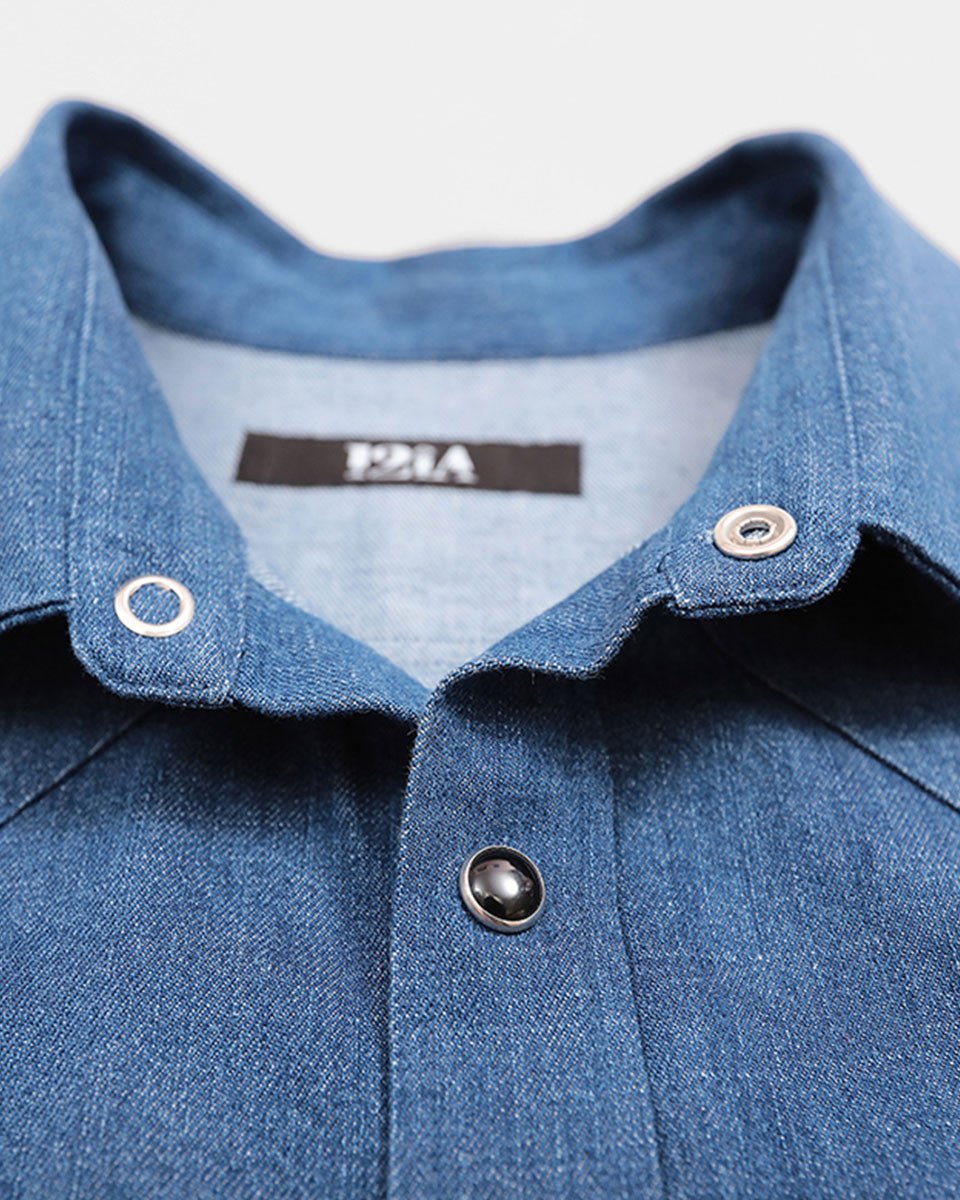 CHEMISE EN DENIM BLEU FONCE