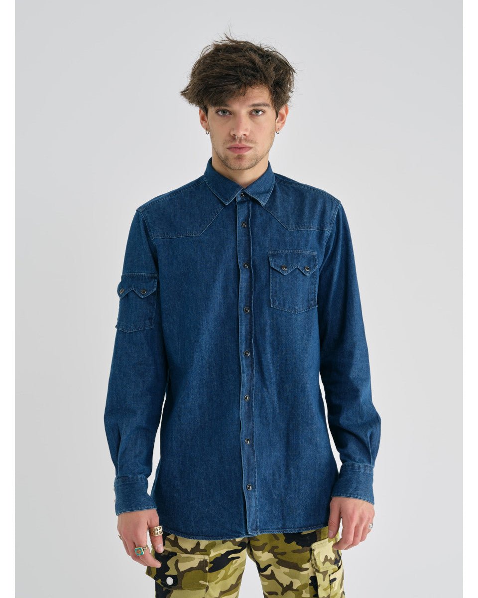 CHEMISE EN DENIM BLEU FONCE TRINITA