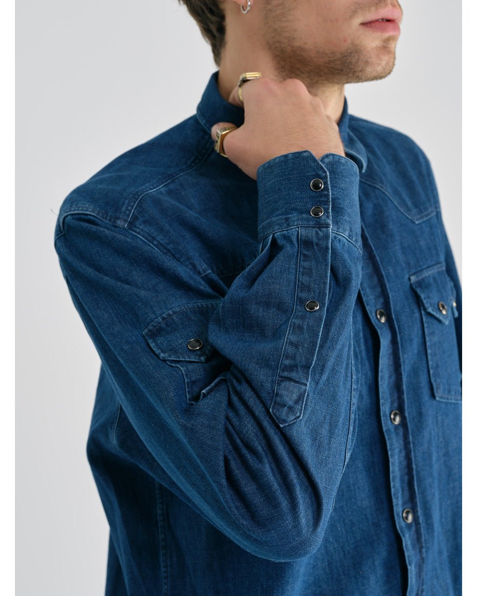 CHEMISE EN DENIM BLEU FONCE