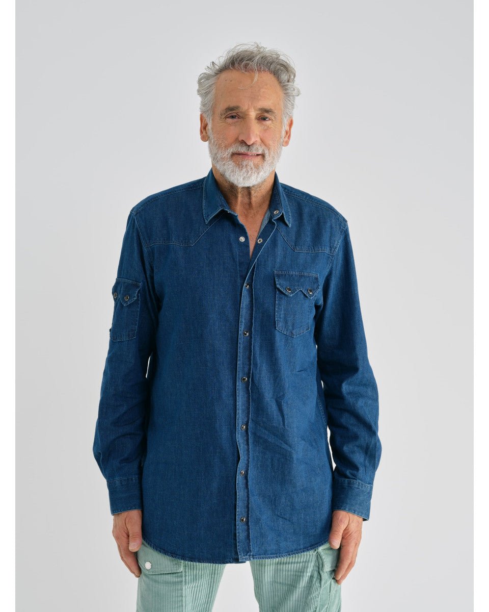 CHEMISE EN DENIM BLEU FONCE