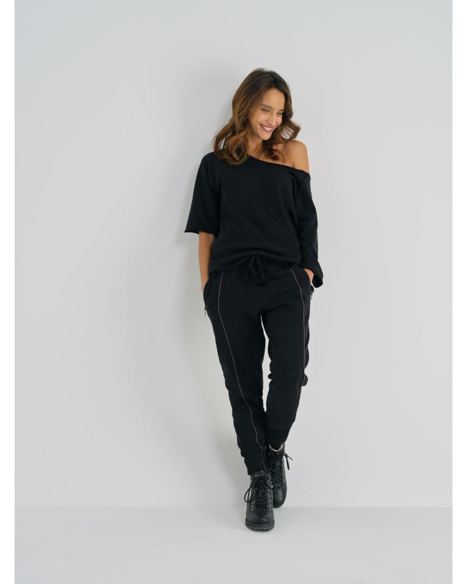 PANTALON DE JOGGING NOIR DÉSINVOLTE