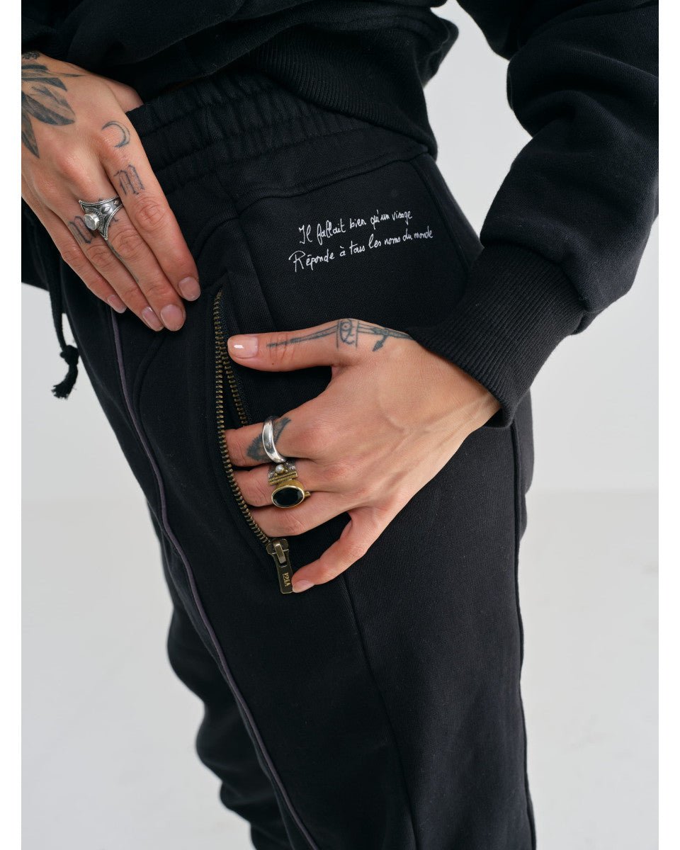 PANTALON DE JOGGING NOIR DÉSINVOLTE