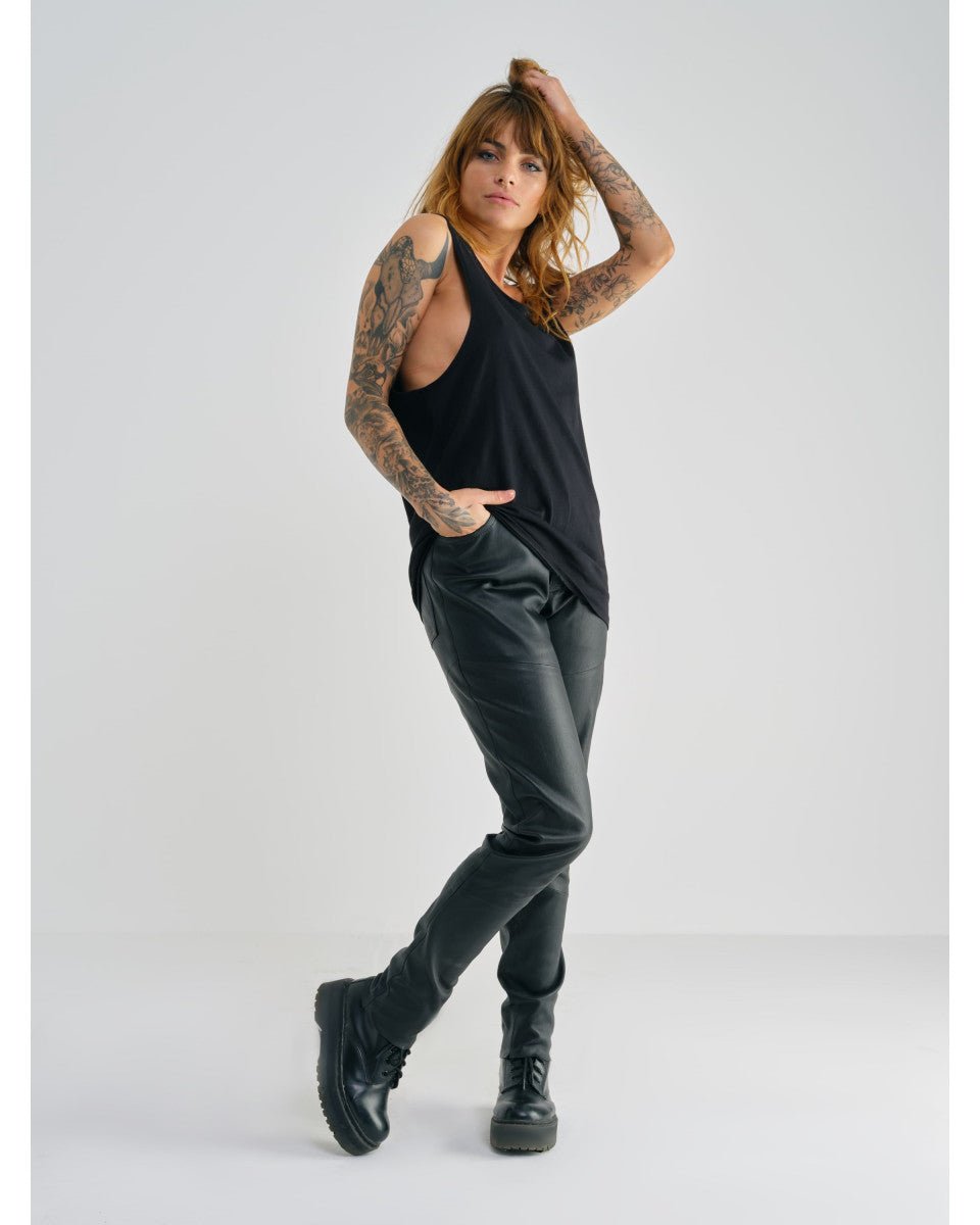 PANTALON EN CUIR NOIR