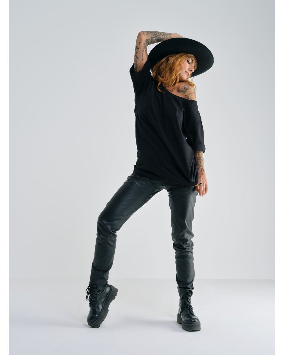 PANTALON EN CUIR NOIR