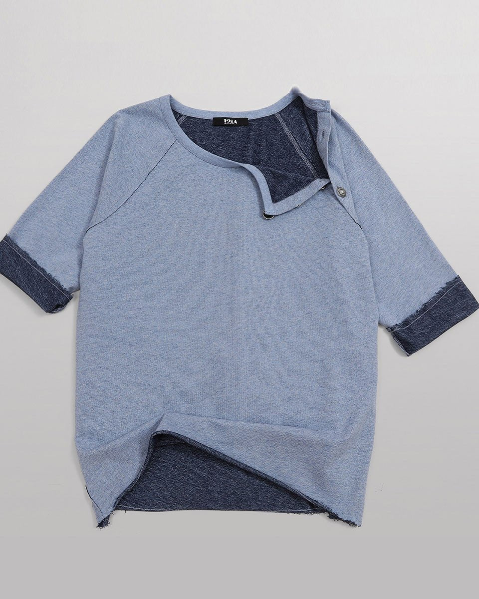 SWEAT A BOUTONS BLEU