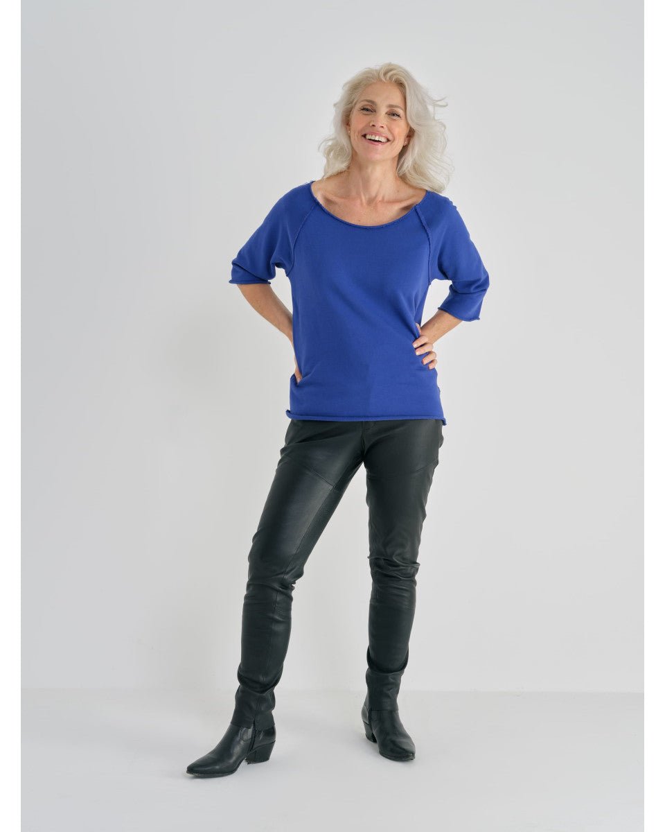 SWEAT MANCHE COURTE COTON BLEU