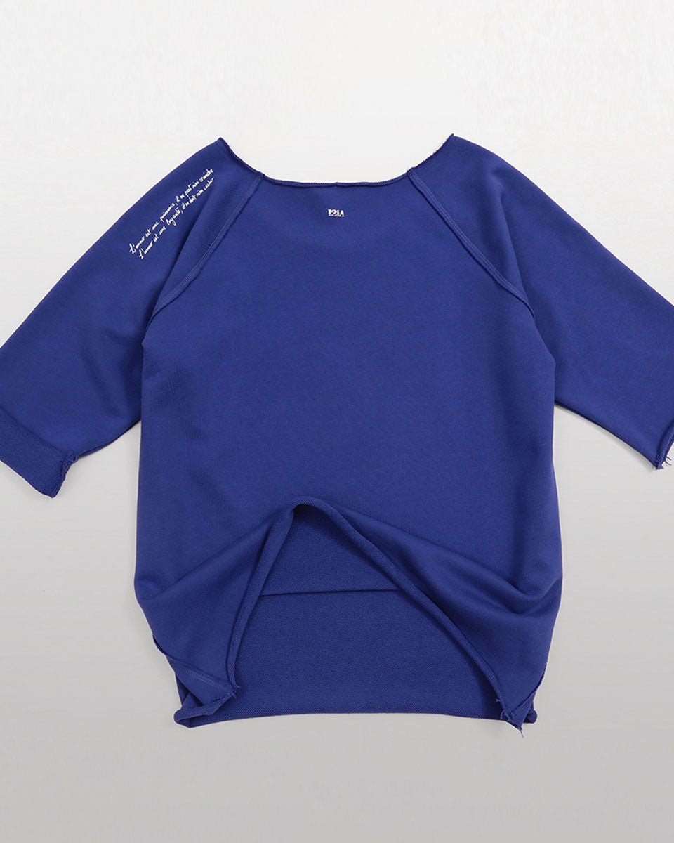 SWEAT MANCHE COURTE COTON BLEU