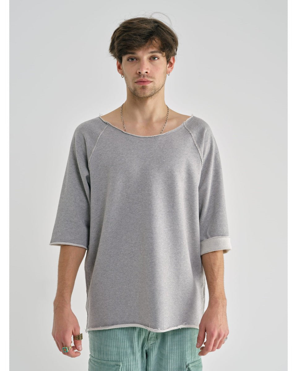 SWEAT MANCHE COURTE COTON GRIS