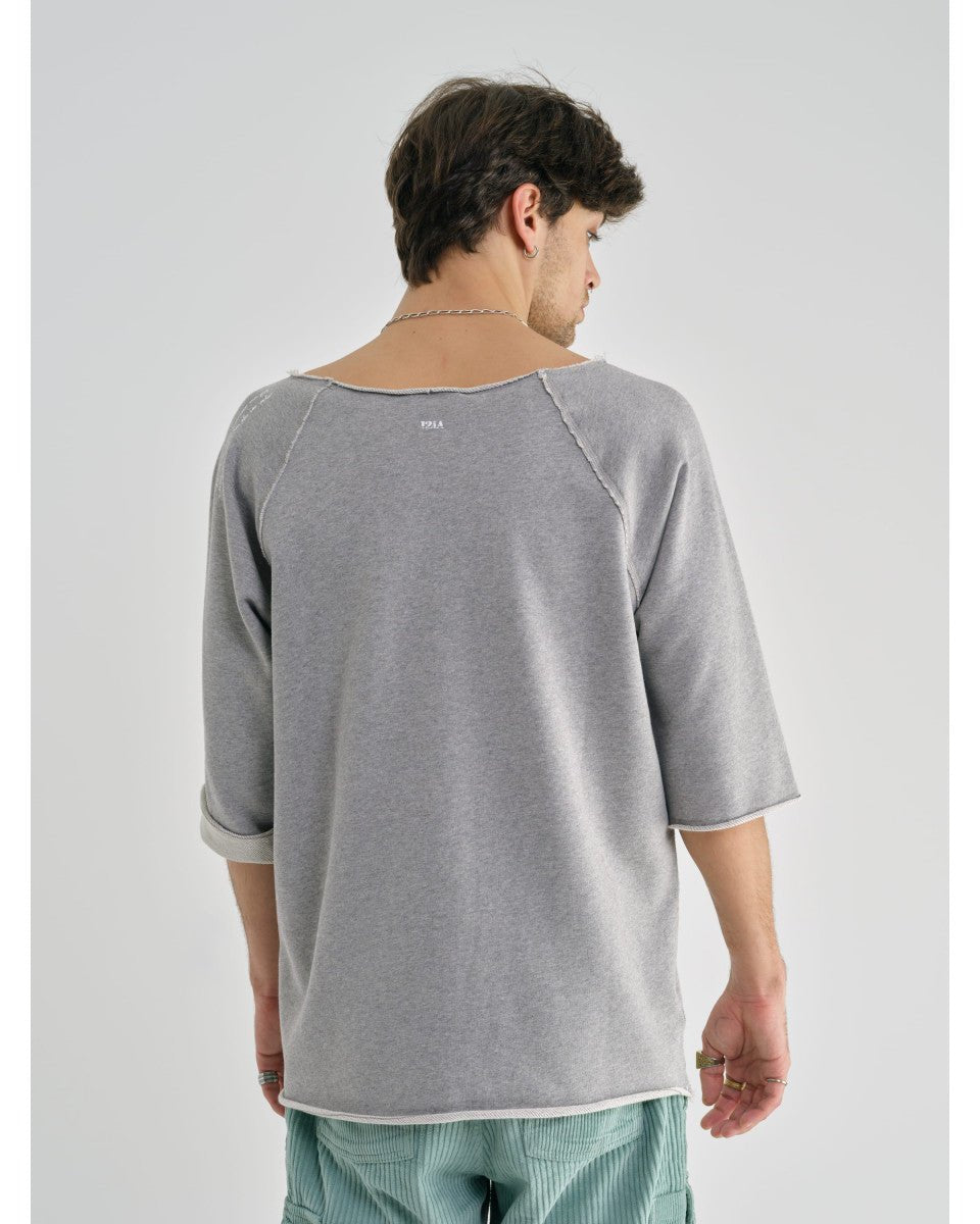 SWEAT MANCHE COURTE COTON GRIS