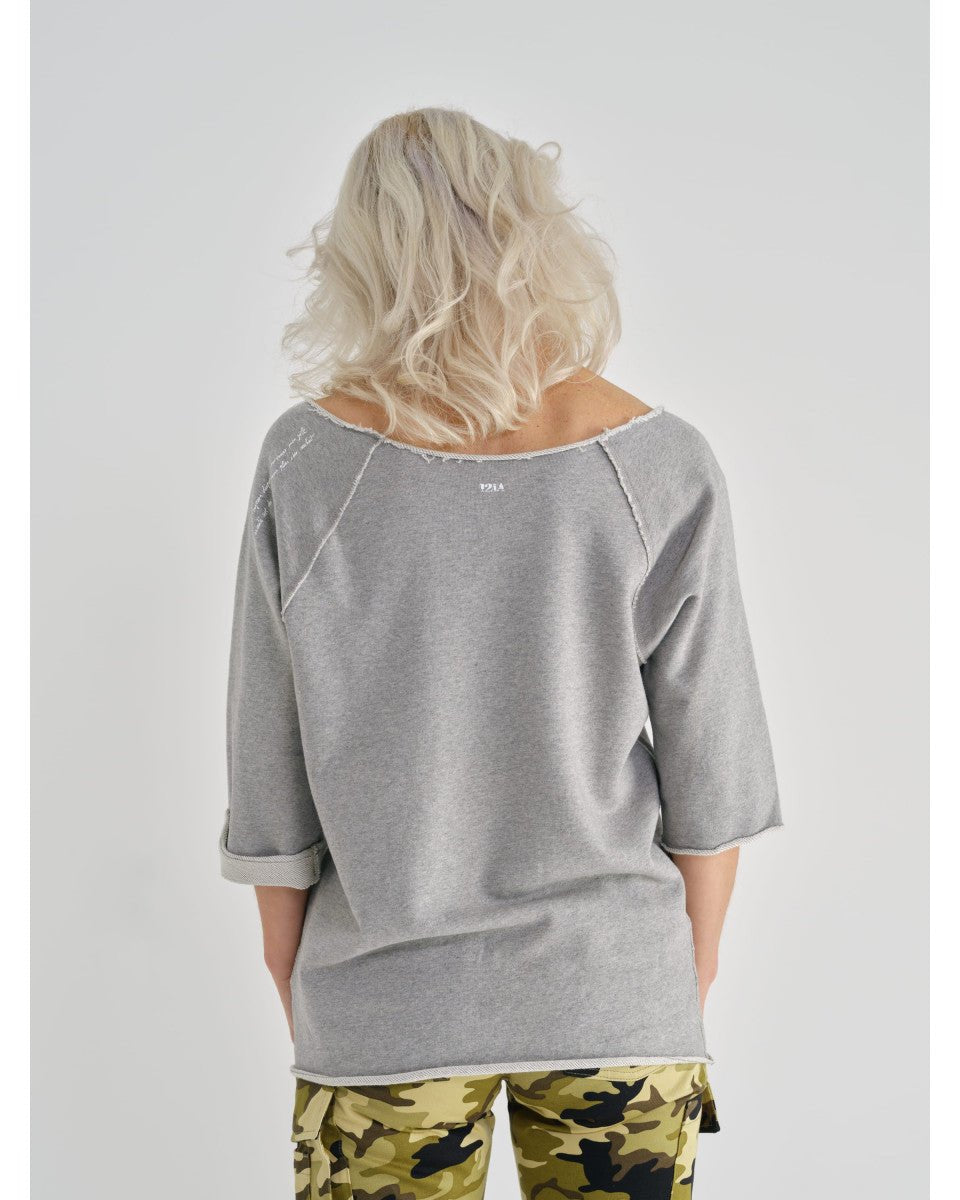 SWEAT MANCHE COURTE COTON GRIS