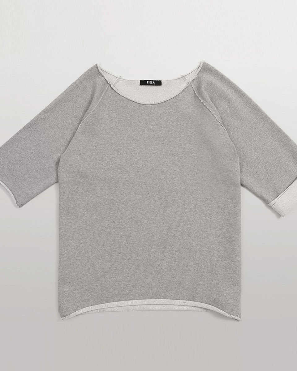 SWEAT MANCHE COURTE COTON GRIS
