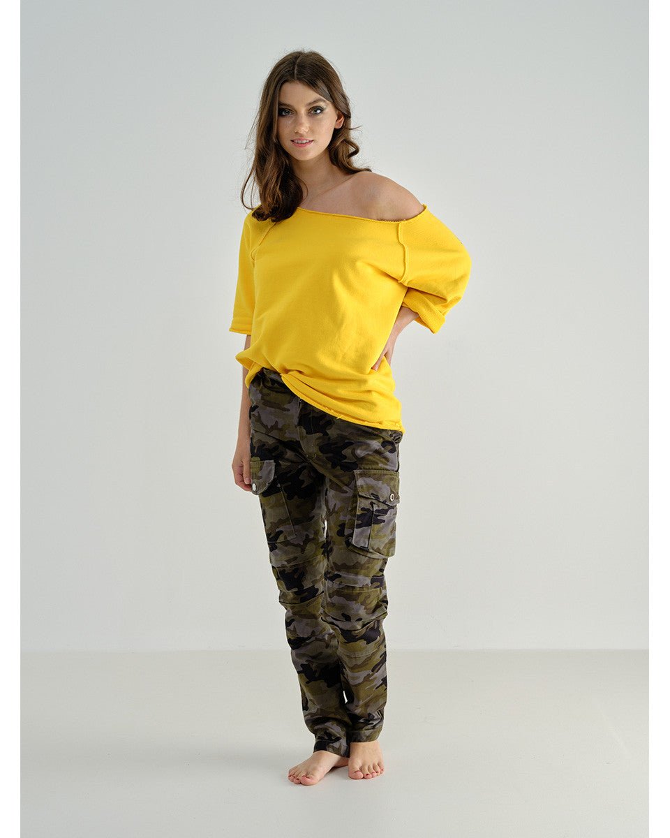 SWEAT MANCHE COURTE COTON JAUNE