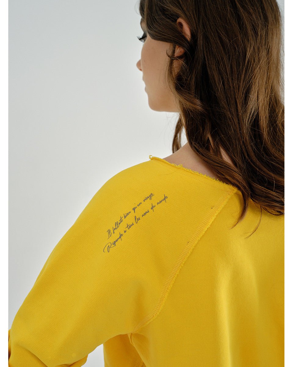 SWEAT MANCHE COURTE COTON JAUNE