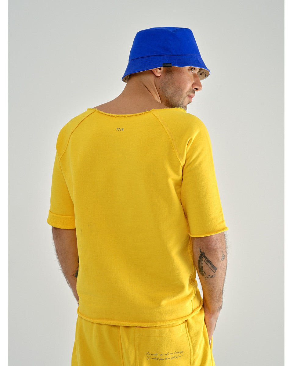 SWEAT MANCHE COURTE COTON JAUNE