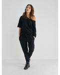 SWEAT MANCHE COURTE COTON NOIR