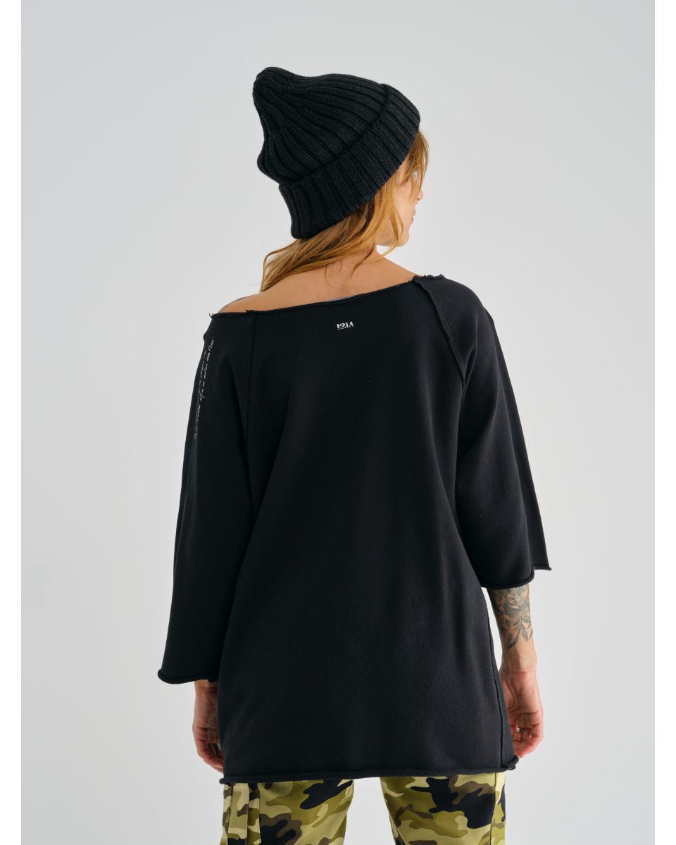 SWEAT MANCHE COURTE COTON NOIR