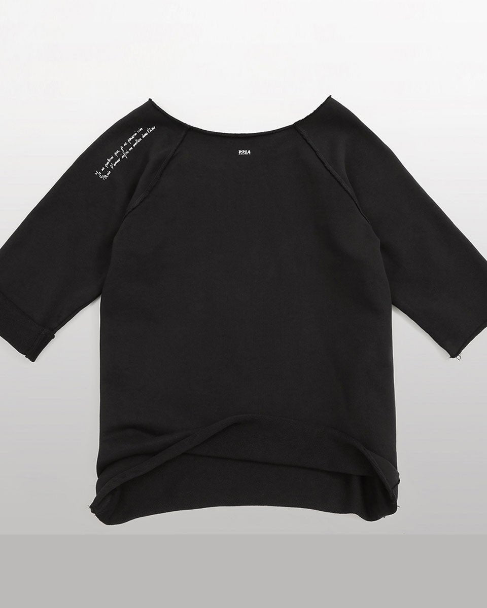 SWEAT MANCHE COURTE COTON NOIR