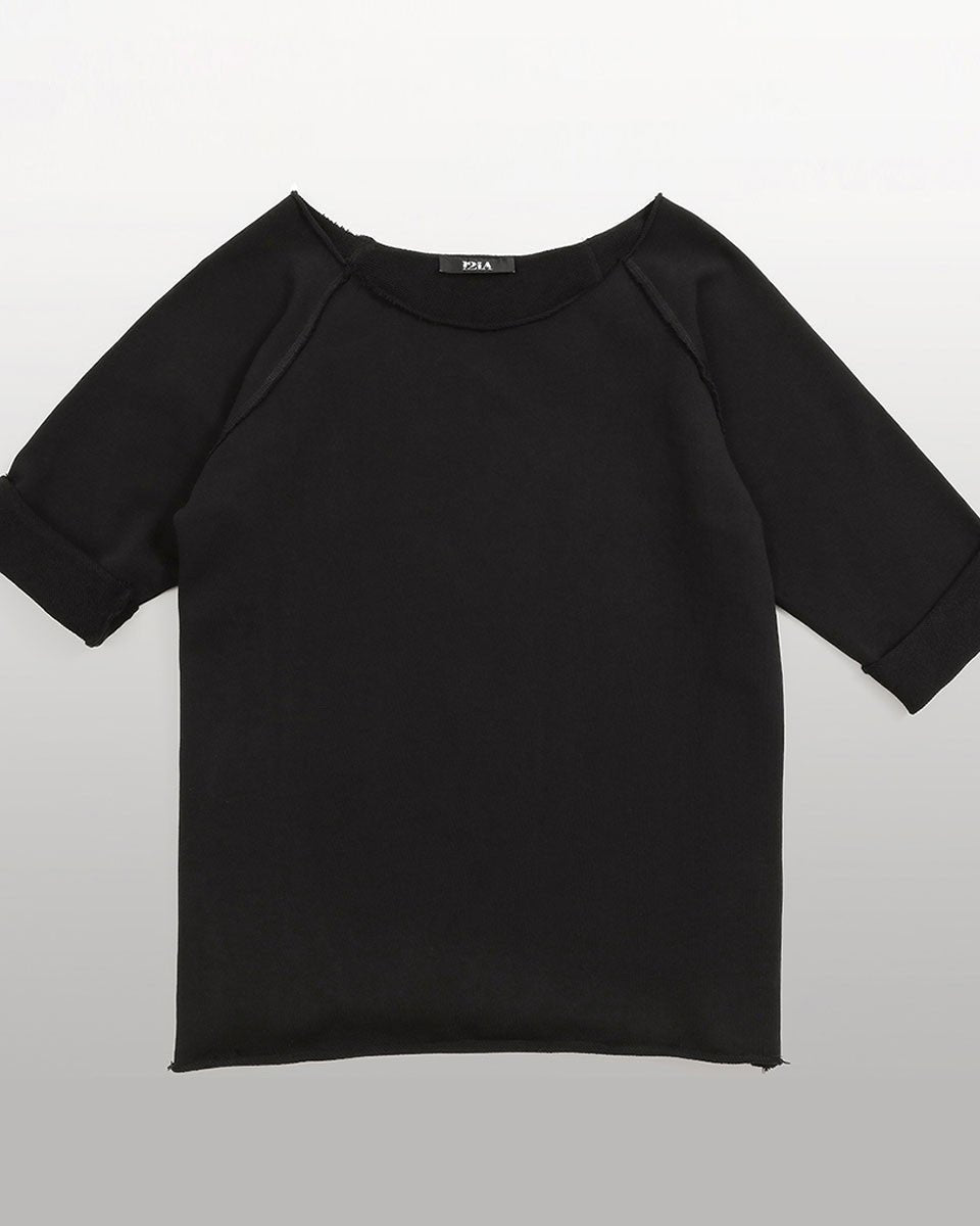 SWEAT MANCHE COURTE COTON NOIR