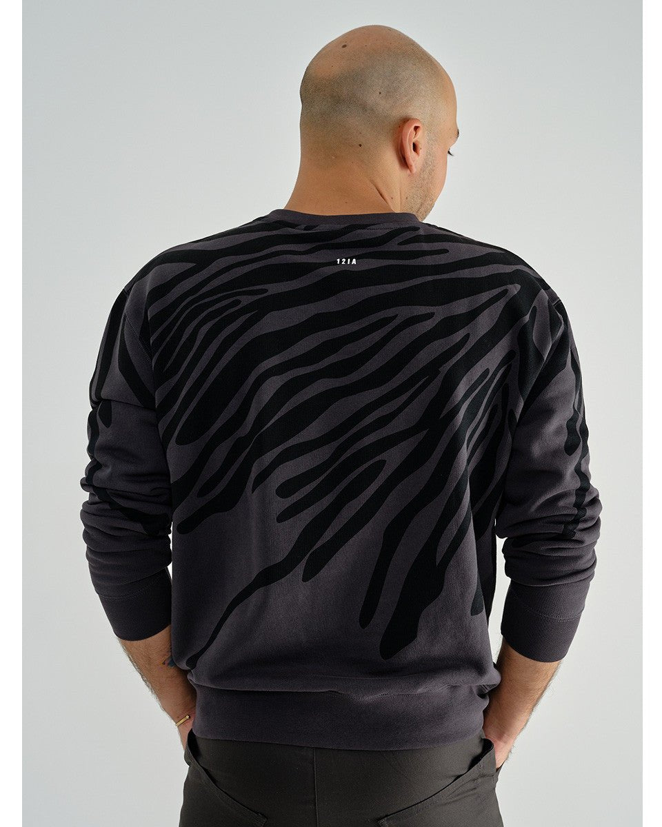 SWEAT COL ROND GRIS ET NOIR
