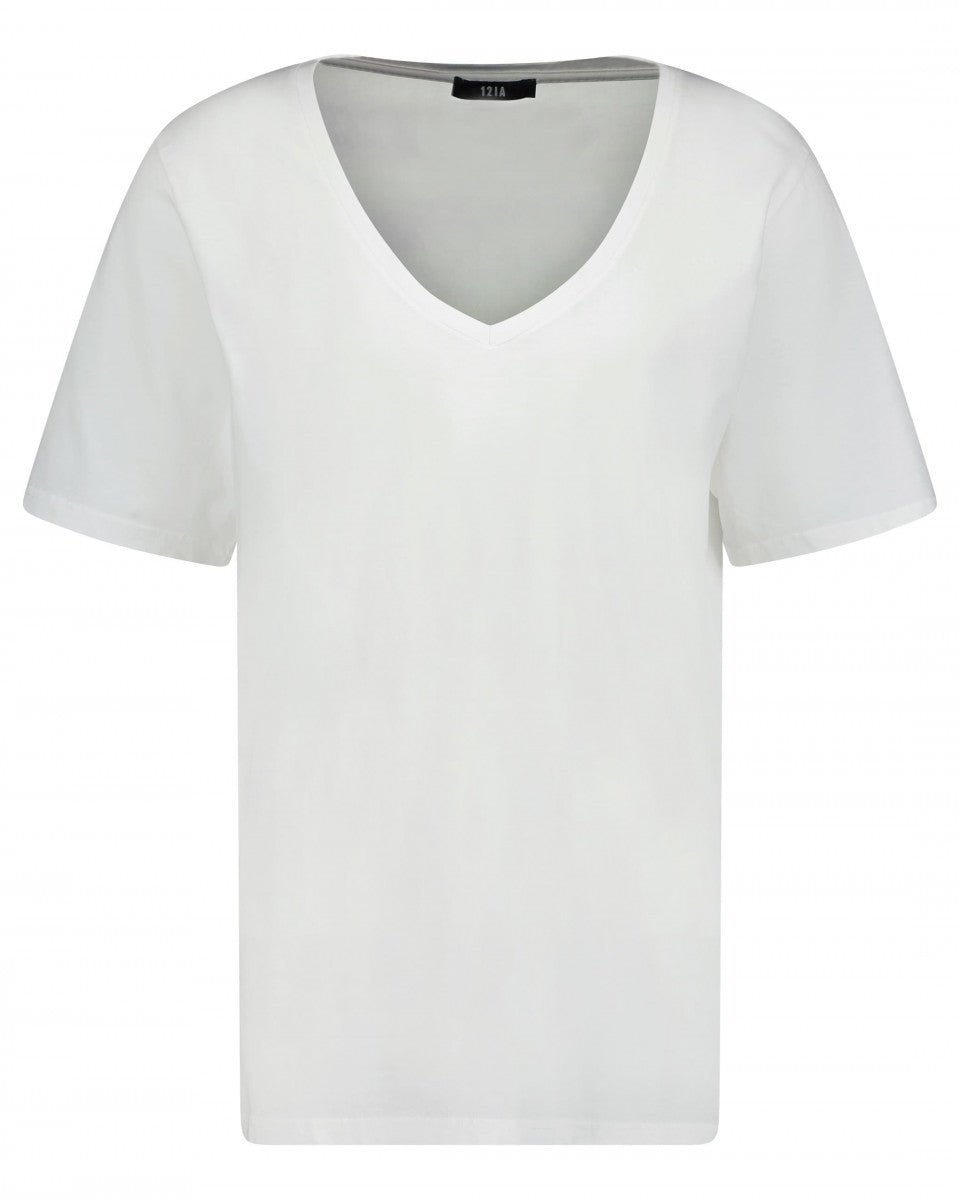 T-SHIRT COL V BLANC