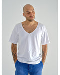 T-SHIRT COL V BLANC