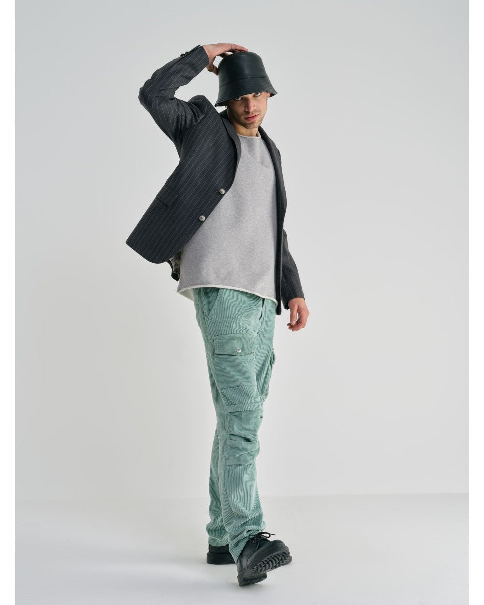 PANTALON TREILLIS VELOURS AMANDE