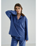 CHEMISE SOIE ET COTON BLEU